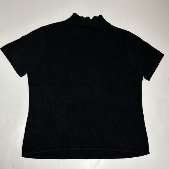 Vtg Norton McNaughton Women Mock Neck Knit Sweater Top Short Sleeve Black Sz L - Picture 5 of 5